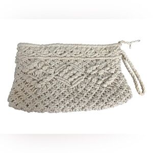 Chic Crochet Macramé Wristlet in Cream